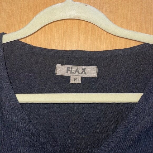 Flax Womens Top Size Small Black V Neck Side Slits Casual Pure Linen Lithuania - Picture 3 of 8